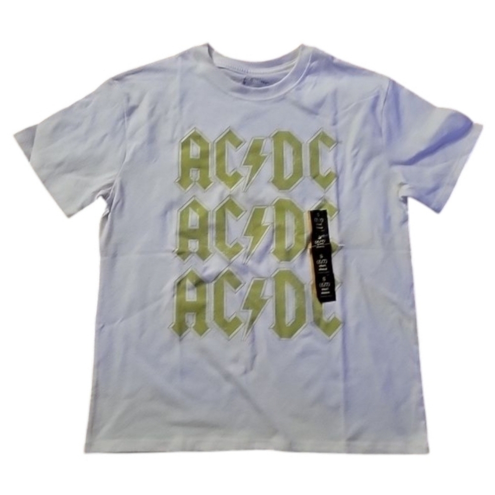 Kids Unisex AC/DC White Short Sleeve T-shirt Size Small 6/7